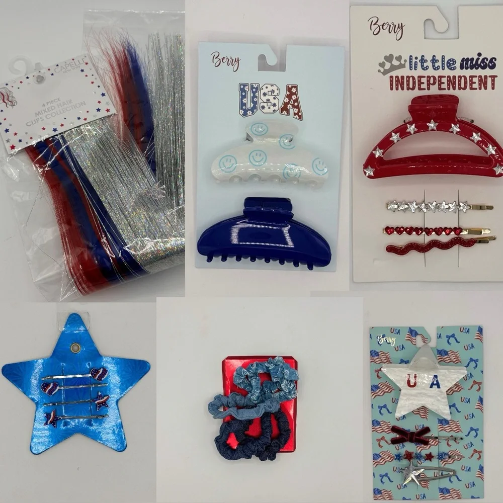 6 PC Berry Patriotic Hair Accessories Bundle NEW